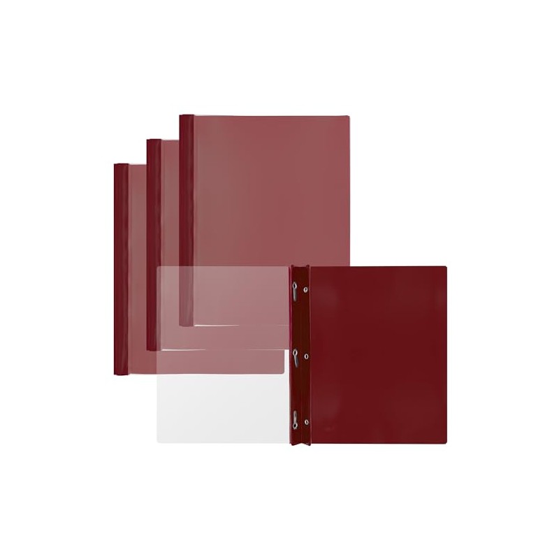 Winnable Clear Front Report Covers, 3-Prong, Letter Size, Red, 3