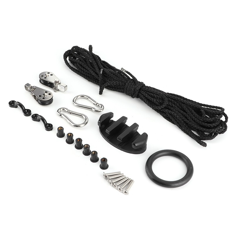 Anchor Trolley Kit with Rope Pulley Pad Eyes for Kayak