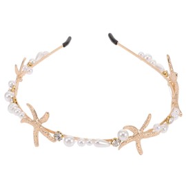 Beaupretty Star Headband Mermaid Crown Starfish Headpieces with Pearl Decor Wedding Hair Accessories for Women