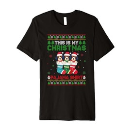 Havanese Dog in Christmas Socks Ugly Sweater Xmas Pajama Premium T-Shirt