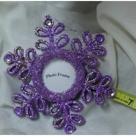 None #097 Christmas Snowflake Picture Frame Ornament Holiday Lavender Purple