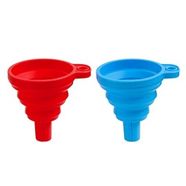 AUEAR, 2 Pack Silicone Collapsible Funnel Foldable Kitchen Funnel Diamond Painting Tools Funnel Convenient for Water Bottle Oil Liquid Powder Transfer Food Grade (Round Mouth Opening)