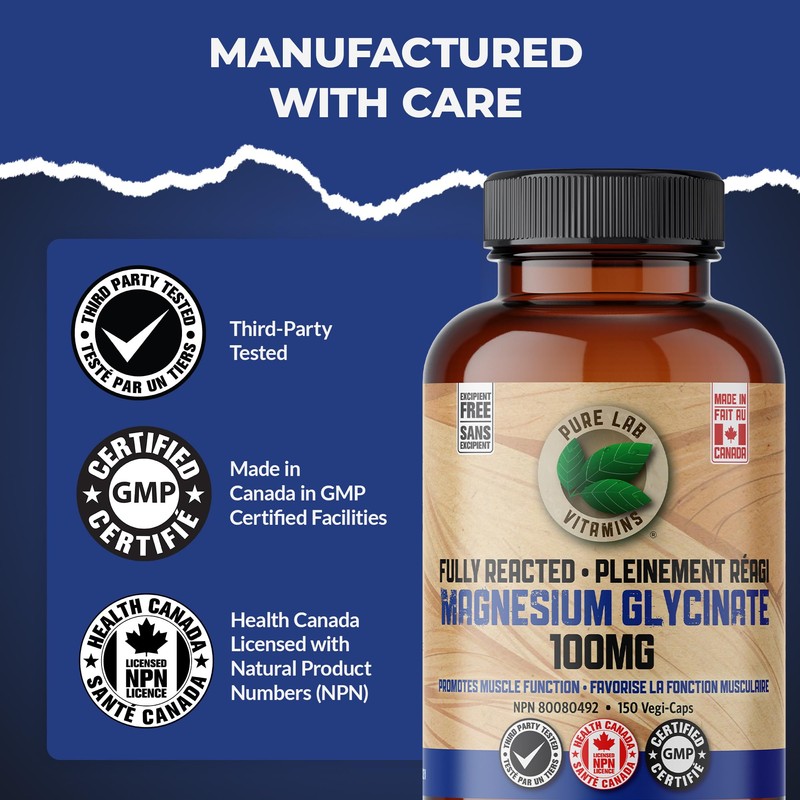 Pure Lab Vitamins Magnesium Glycinate Fully Reacted 100mg – 150