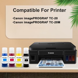 PFI050 PFI-050 70ml Pigment Ink Tank Set Remanufactured for Canon PFI-050 PFI050 PFI 050 Ink Bottle Compatible for imagePROGRAF TC-20 TC-20M Printers (1BK, 1C, 1M, 1Y) tc20m tc20 Ink Refills