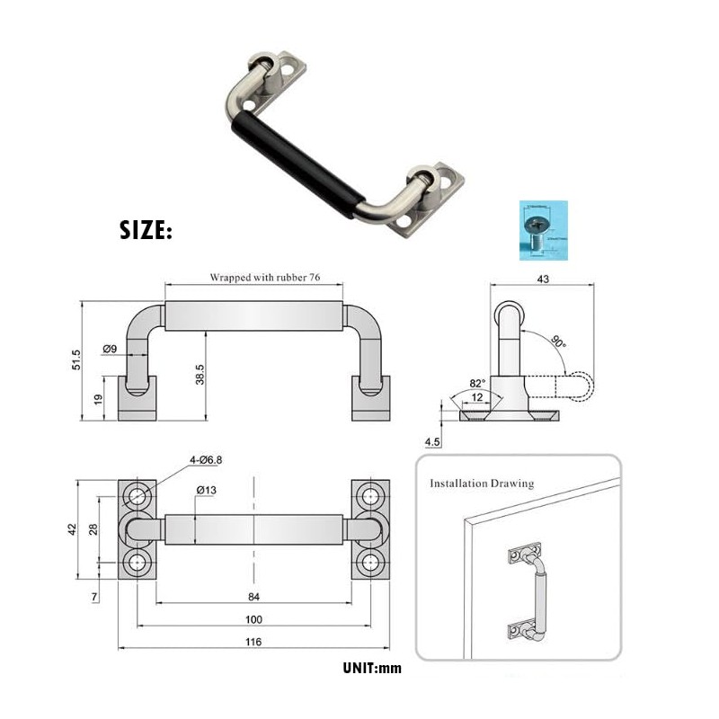 YTKNUT 304 Stainless Steel Foldable Cabinet Drawer 90 Degree Folding