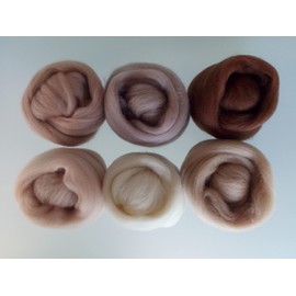 100% Merino Wool Tops for Wet & Dry Felting, Assorted Colours, Packs of 60 Grams (Green 60 g)