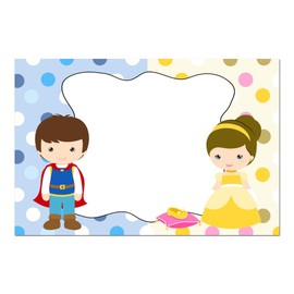 30 Blank Cards Invitations Thank You Cards Prince Princess Kids Birthday Party + 30 White Envelopes