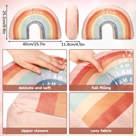 Menkxi Rainbow Throw Pillow Boho Classroom Reading Corner Throw Pillow for Girls Kids Book Center Daily Affirmations Pillow Cushion Arch Shaped Motivational Home Bedroom Playroom Decor(Classic)