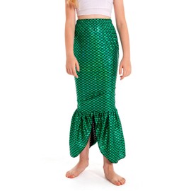 color cosplayer Girls Sparkle Little Mermaid Fish Tail Skirt Dress Up Costume Birthday Beach Party Clothes