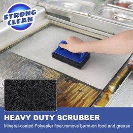 Blackstone Grill Cleaning Kit, Heavy Duty Griddle Scrubber Scouring Pad & Handle, Griddle Cleaning Brush for Charcoal, Gas Grills, Cast Iron Cookware, Oven, Grate, Stovetop