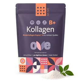 Ove Collagen Powder B+ Bovine Collagen Peptan B - Collagen Hydrolysate Peptides for Skin, Joints & Muscles - 500 g, 50 Doses, Halal, Kosher, GMO Free