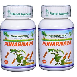 Planet Ayurveda Punarnava, 500mg Veg Capsules - 2 Bottles