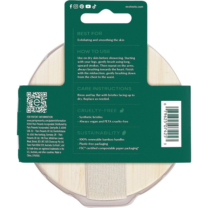 EcoTools, Dry Body Brush, Cepillo Ecológico para Exfoliar, Cepillos Corporales
