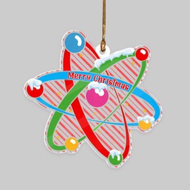 Science Atom Christmas Ornament 2025, Acrylic Hanging Tree Decoration for Students, Scientists, Teachers, Atom Symbol Xmas Ornament for Science Chemistry Lovers, STEM Gift, Classroom or Lab Décor