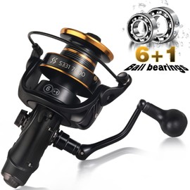 Sougayilang Carp Reels, Smooth Powerful Spinning Fishing Reel 6+1BB Carp Bait Reels, Max Drag 33LB Saltwater / Freshwater Sea Fishing Reel-70