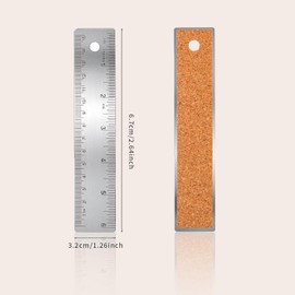YAFIYGI 3 Pieces Metal Ruler with Cork Backing Stainless Steel Cork Back Rulers 6 Inch Metal Ruler Set with Non-Slip Cork Base Inch and Metric Graduations for School Office Engineering Woodworking