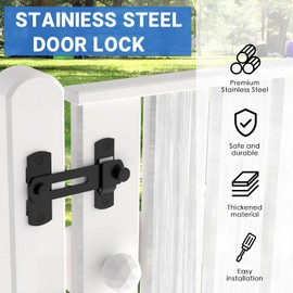 Gate Latch for Wooden Fence Heavy Duty, Barn Door Lock Stainless Steel,Children Pets Outsiders from Entering and Exiting