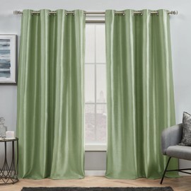 Exclusive Home Chatra Faux Silk Grommet Top Curtain Panel Pair, 54"x96", Sage