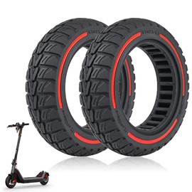 RidTianTek 9.5x2.50 Solid Tire 9.5 inch for NIU KQi3 Pro/KQi3 Max/KQi3 Sport Electric Scooters, Puncture-proof, Tubeless Rubber Tires Front or Rear Replacement, 2pc (Red)