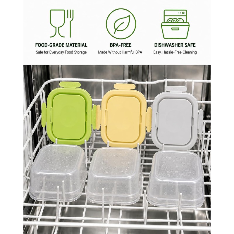 Snackle Box Container with Reusable Ice Pack, 27.1oz Grey+Yellow+Green