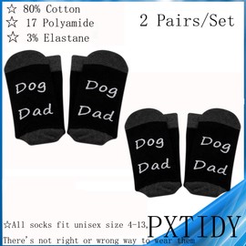 PXTIDY Dog Lover Gifts Dog Dad Socks Dog Father Dad Owner Pet Paw Print Socks Best Dog Dad Ever Gifts(2pairs/set)