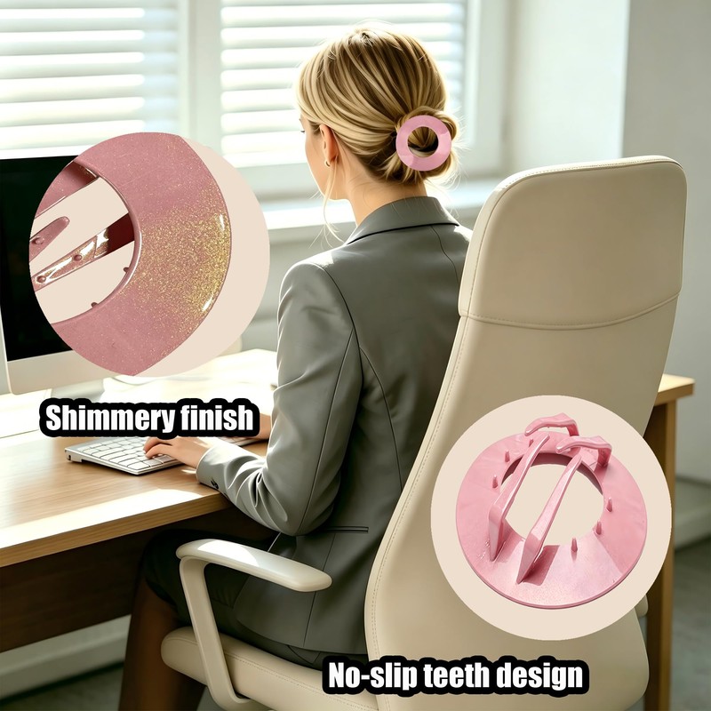 3 PCS Cozy Hair Clip,Round Flat Claw Clips for Half
