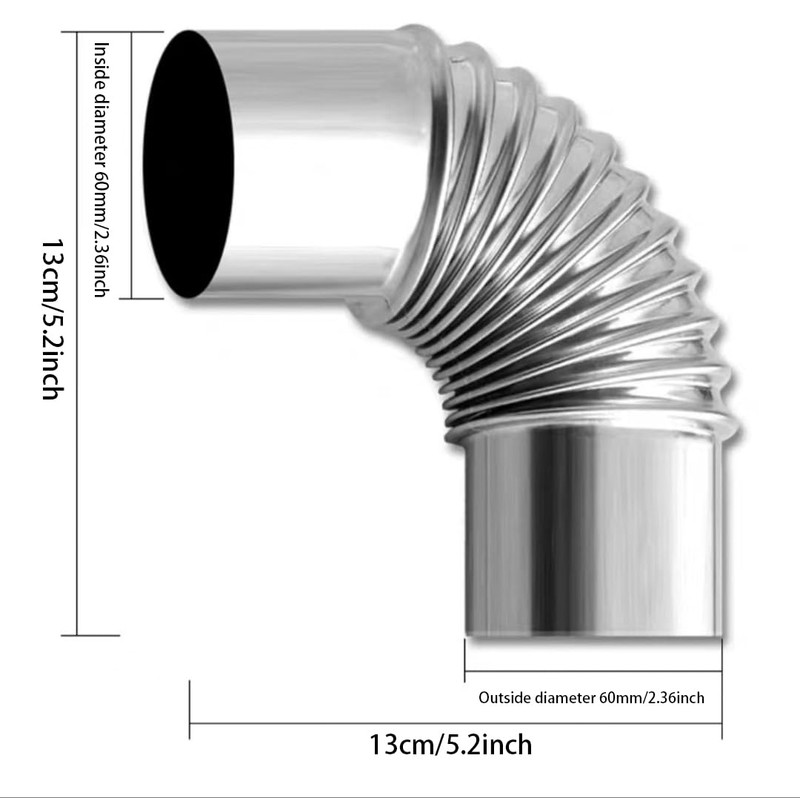 Takelablaze 4PCS Elbow Pipe 90 Degree Chimney 2.36" Stainless Steel