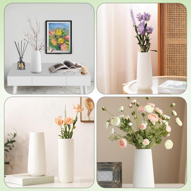 Modern White Ceramic Vase - Elegant Decor for Home &