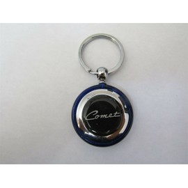 COMET SCRIPT ROUND PLASTIC KEYCHAIN - BLUE