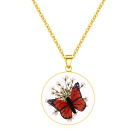 Monarch Butterfly Necklace | Pressed Wildflower Necklace | Resin Necklace | Monarch Butterfly Represent Power and Hope | 18"