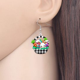 HUAGEO Acryl Osterei Blumen Korb Niedlich Hase Ohrringe Tiere Baumeln Kaninchen Schmuck Geschenke für Frauen Festival Charms (Multi)