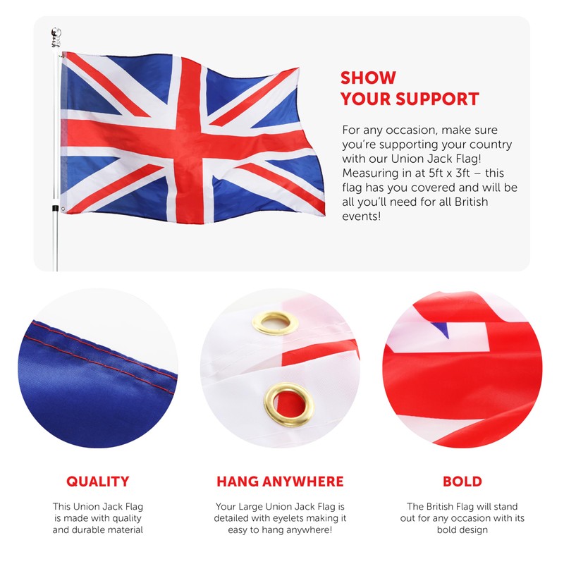 Union Jack Flag - 5ft x 3ft - Pack of