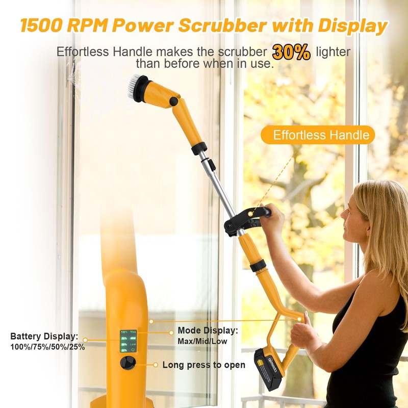 Qimedo 1500 RPM Electric Spin Scrubber with Two Batteries Q2