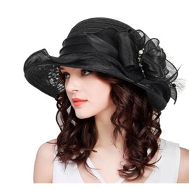 Kentucky Church Derby Hats for Women Wedding Tea Party Cloche Hat Fascinator Bowler Sun Hat Wedding Bride Dress Hats Black