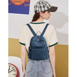 FORRICA Backpack Womens Casual Daypack Nylon Rucksack Girls School Bag Multiple Pockets Ladies Back Pack for Travel College Daily Blue