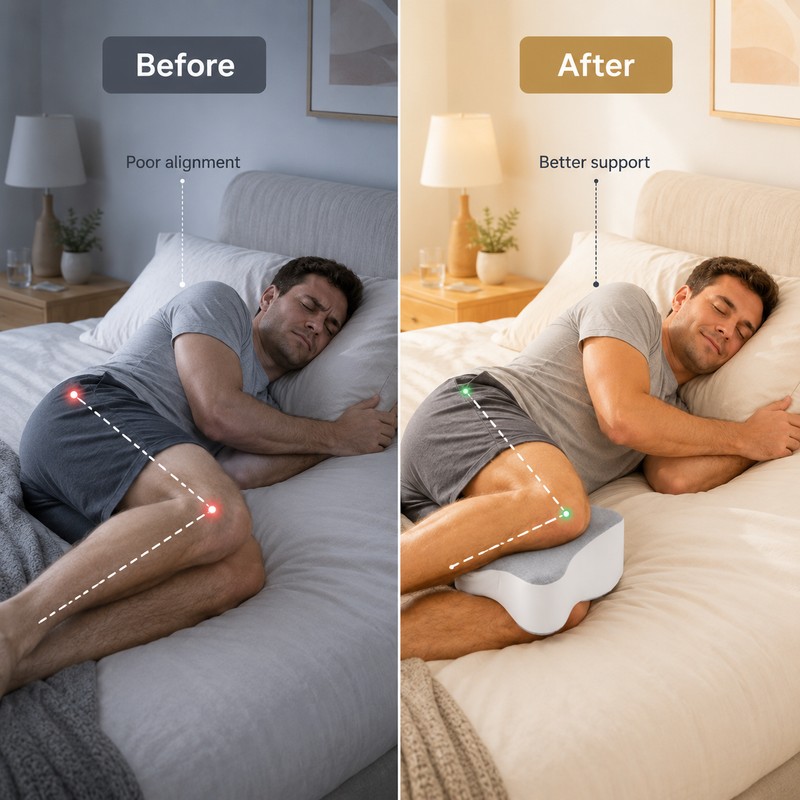 Knee Pillow for Side Sleepers – Slow Rebound Comfort Support