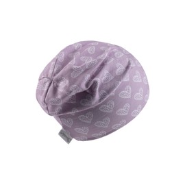 Sterntaler Beanie Hearts - Casual Baby Hat Made of Flame Yarn Jersey with All-Over Print - Girls UV Protection 50+ Beanie Hat - Baby and Children Transition Hat, lilac, 51