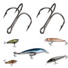 Leliafleury 40Pcs Fishing Treble Hooks Carbon Steel Triple Fishing Hooks