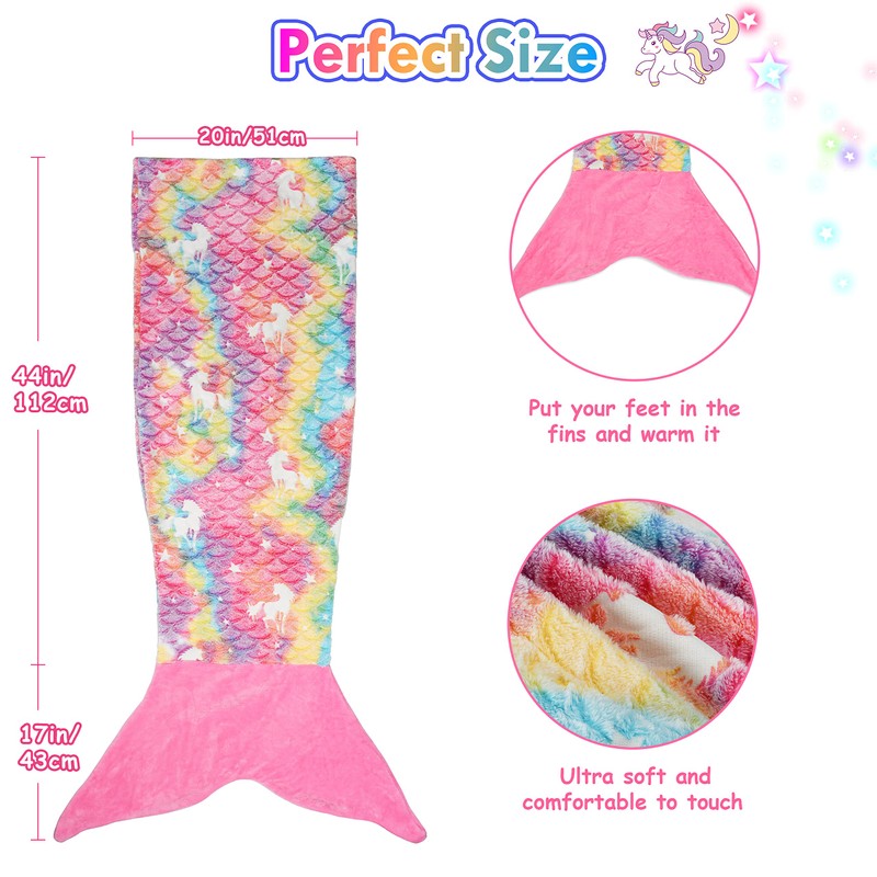 Catalonia Mermaid Tail Blanket for Girls, Glow in The Dark