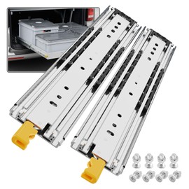 SHUHANG 1 Pair 390 lb Load Capacity Heavy Duty Locking Drawer Slides 12 14 16 18 20 22 24 26 28 30 32 34 36 38 40 44 48 52 56 60 Inch Full Extension Ball Bearing Side Mount Industrial Rails with Lock