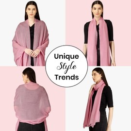 Rosera Cashmere Scarf | Lightweight Mangolian Cashmere Wrap | Ultra Thin Shawl | Ideal for Travel | Made in India (Blush Pink)