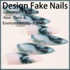 24Pcs Dark Green Marble Press on Nails with Curve Line
