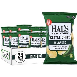 Hal's New York Kettle Cooked Gluten Free Jalapeno Flavored Potato Chip Crisps, 2 Oz (Pack of 24)