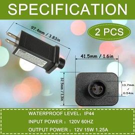 SIGANDG 12V 15W LED Transformer Replacement Class 2 Power Supply for Christmas String Light Inflatable Decorations LED Controller IP44 Waterproof Low Voltage