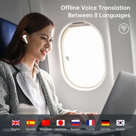 Wooask M6 Language Translator Earbuds 74 Languages & 70 Accents Online and Offline 97% High Accuracy Works with iOS & Android Devices(Offline in 8 Languages)