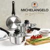 MICHELANGELO Stainless Steel Saucepan with Lid 6pcs, Triply Base Stainless