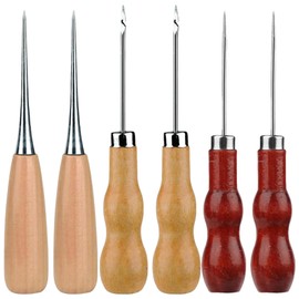 ANBOO 6PCS Bradawl Tool for Wood, Gourd Shape Awl Tool Set with Wooden Handles, Perfect for Wood Marking, Leather Stitching, DIY Crafts and Home Repairs