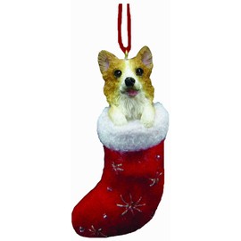 Welsh Corgi Christmas Stocking Ornament with "Santa's Little Pals" Hand Painted and Stitched Detail
