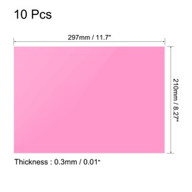 sourcing map 10Pcs A4 Gel Light Lighting Filter Overlay Transparent Color Correction Plastic Vinyl PVC Sheets Photography Television Pink,0.3mm