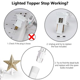 Brizled Gold Star Christmas Tree Topper, 8” 3D Star Tree Topper, Glittered Hollow Tree Topper with 10 Warm White Lights, UL Certified Lighted Xmas Star Treetop for Holiday Christmas Tree Decoration